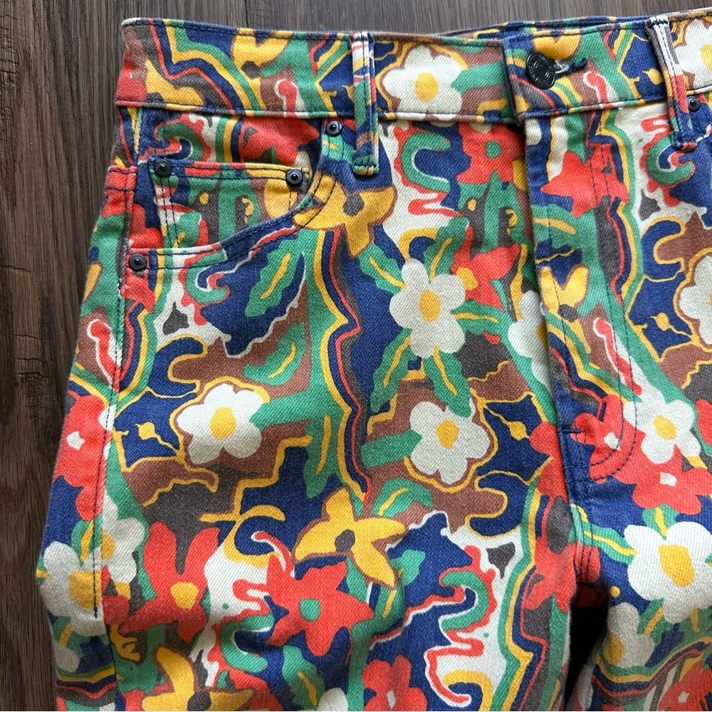 NEW Mother The Insider Flood High Rise Jeans Cosmic Bloom Floral Print Size 27 - Picture 8 of 13